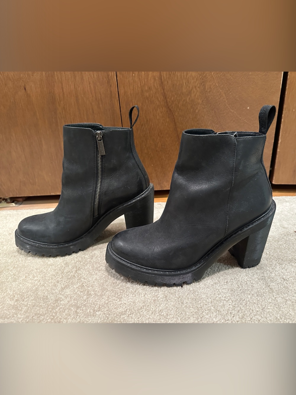 Dr Martens Black Platform Ankle Boot with Side Zip & Lugg Sole